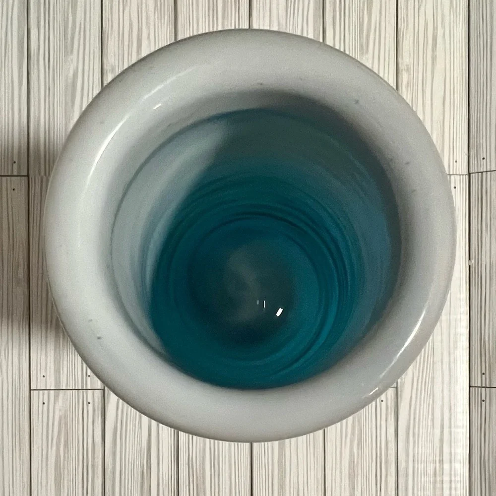 Large Blue MCM Murano Style Art Glass Vase